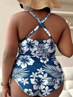 Plus Size Printing One-Piece Swimsuit