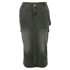 Plus Size Women Denim Strap Slit Skirt -Plus Size Dresses Shop 3a0fd199b563d0f6