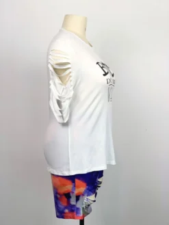 Plus Size Women Letter Print Short Sleeve Cutout Top And Short Two-Piece Set 23 Plus Size Women Letter Print Short Sleeve Cutout Top And Short Two-Piece Set -Plus Size Dresses Shop 3a8a3e477af5ae2e