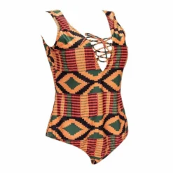 African Print One-Piece Lace-Up Plus Size Swimsuit -Plus Size Dresses Shop 3ae89f5a65be9418