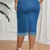 Plus Size Tassel Stretch Denim Skirt -Plus Size Dresses Shop 3b37d072e1761bdc