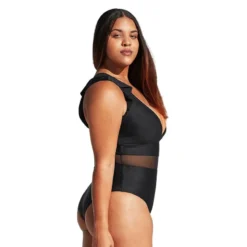 Plus Size Women Solid Mesh One Piece Swimwear -Plus Size Dresses Shop 3b69006b083c633d