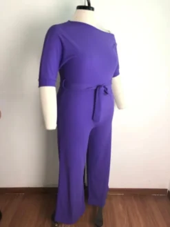 Summer Plus Size Purple Slash Shoulder Formal Jumpsuit -Plus Size Dresses Shop 3c3bb8ff9b91b78b