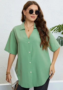 Women Summer V-Neck Loose Casual Shirt