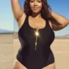 Plus Size Women's One Piece Zipper Swimsuit -Plus Size Dresses Shop 3c8ce7b4f07e13b0