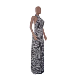 Plus Size Women Zebra Print Wide Leg Jumpsuit -Plus Size Dresses Shop 3cb94616ee11f250