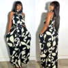 Sexy Print Plus Size Wide Leg Fashion Back Zip Jumpsuit