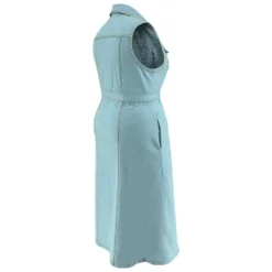 Plus Size Women's Turndown Collar Sleeveless Button Belt Denim Long Dress -Plus Size Dresses Shop 3cf350535e413cf9