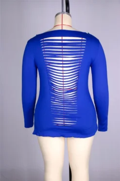 Plus Size Women'S Solid Long Sleeve Cutout Ripped Top -Plus Size Dresses Shop 3d18067dc23d08ec