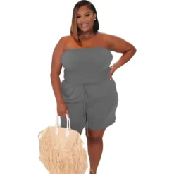 Women's Solid Strapless Plus Size Casual Jumpsuit -Plus Size Dresses Shop 3d33b20d922b871c
