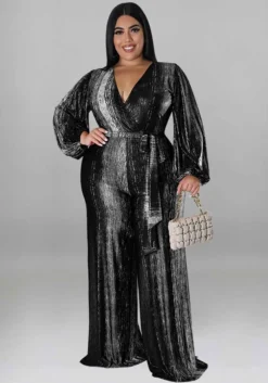 Plus Size Women's Clothing Fall V-Neck Long Sleeve Jumpsuit -Plus Size Dresses Shop 3d6d01dce74a5973