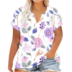 Summer Loose Printed Short Sleeve T-Shirt Plus Size Women's Tops -Plus Size Dresses Shop 3d712fa3dd19b4e4
