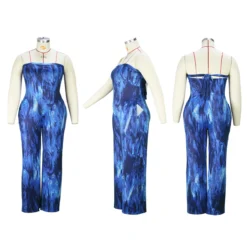 Plus Size Women Sexy Strapless Printed Wide Leg Jumpsuit -Plus Size Dresses Shop 3ddb23ee35a569fe