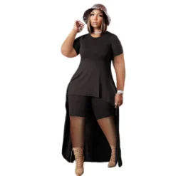 Plus Size Women Casual Solid Top And Shorts Casual Two-piece Set 13 Plus Size Women Casual Solid Top And Shorts Casual Two-piece Set -Plus Size Dresses Shop 3f04883fde608d74