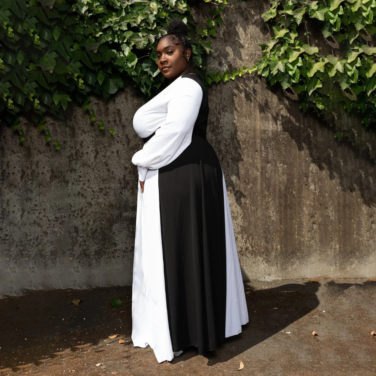 Plus Size Women Sexy V-Neck Color Block Long Sleeve Dress 8 Plus Size Women Sexy V-Neck Color Block Long Sleeve Dress - Image 6