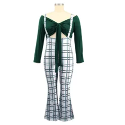 Plus Size Women Long Sleeve Top And Plaid Suspenders Set -Plus Size Dresses Shop 41619d3d24168ce0