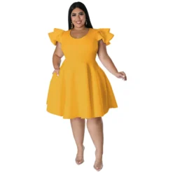 Plus Size Women Ruffles Short Sleeve Dress -Plus Size Dresses Shop 424a53b9ca7801fb