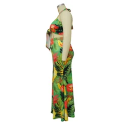 Spring Print Halter Neck Tie Dress Set -Plus Size Dresses Shop 4266601829fdf91e
