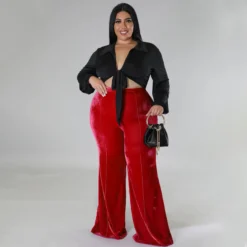 Plus Size Women Winter High Waist Velvet Bootcut Pants -Plus Size Dresses Shop 42847d96e328a1f8