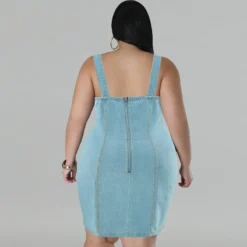 Plus Size Women's Denim Strap Sleeveless Bodycon Denim Dress -Plus Size Dresses Shop 43b55de80257532e