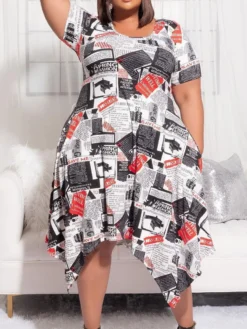 Plus Size Women Short Sleeve Round Neck Print Dress 18 Plus Size Women Short Sleeve Round Neck Print Dress -Plus Size Dresses Shop 43de9a8a95462bcc