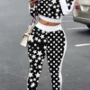 Fashionable Irregular Polka Dot Printed Slim And Sexy Plus Size Two-Piece Pants Set -Plus Size Dresses Shop 43f42ccef0476f34