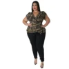 Ladies Printed V-Neck Top And Pant Casual Two-Piece Set 1 Ladies Printed V-Neck Top And Pant Casual Two-Piece Set -Plus Size Dresses Shop 44245b5136b5d448