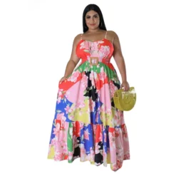 Summer Sexy Plus Size Women'S Fashion Print Strap Long Maxi Dress -Plus Size Dresses Shop 443c85f4789112d7