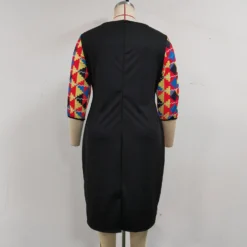 Africa Plus Size Women Round Neck Three Quarter Sleeve Printed Dress -Plus Size Dresses Shop 44cd5684dc11420a