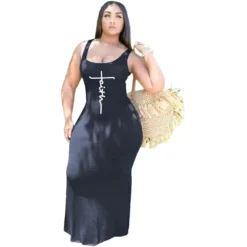 Fashion Women'S Solid Color Print Straps Long Dress Plus Size Dress -Plus Size Dresses Shop 44cff86dd0545060