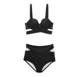 Plus Size Women Solid Mesh Two Pieces Swimwear -Plus Size Dresses Shop 4529fe460a4af5c8