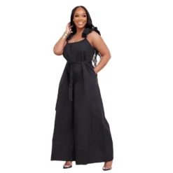 Plus Size Lace Strap Back Cutout Solid Plus Size Cool Silk Loose Fit Jumpsuit -Plus Size Dresses Shop 4544d5a85490e389