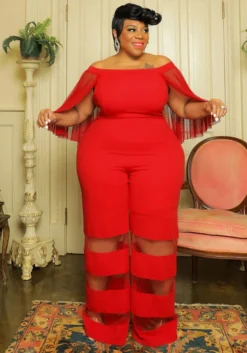 Women'S Off Shoulder Mesh Patchwork Sexy Casual Chic Plus Size Jumpsuit -Plus Size Dresses Shop 4556a6b38ab91fd0