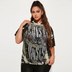 Women's Fashion Plus Size Casual Print Round Neck Short Sleeve T-Shirt -Plus Size Dresses Shop 45c4d32793221b77