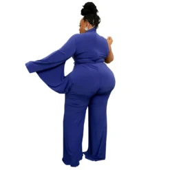 Fashion Plus Size Women's Solid Lace-Up Slash Shoulder Wide Sleeve Jumpsuit -Plus Size Dresses Shop 463bb6d6a9f40d47