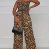 Plus Size Women Leopard Halter Neck Jumpsuit -Plus Size Dresses Shop 466da7436f8a2662
