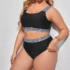 Plus Size Leopard Patchwork Bikini Two-Piece Set -Plus Size Dresses Shop 468ec3bce3a8d645