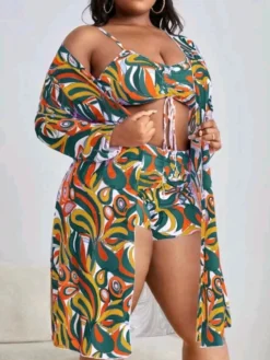 Women's Print Drawstring High Waisted Two Pieces Swimsuit Long Sleeve Blouse Plus Size Three-Piece Swimwear 13 Women's Print Drawstring High Waisted Two Pieces Swimsuit Long Sleeve Blouse Plus Size Three-Piece Swimwear -Plus Size Dresses Shop 46ee83379c190124