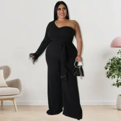 Plus Size Women's Asymmetrical One Shoulder Jumpsuit -Plus Size Dresses Shop 480817b3aa2bcd3d