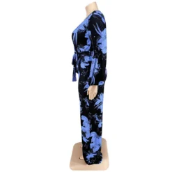 Plus Size Women Fall Print V-Neck Off Shoulder Jumpsuit -Plus Size Dresses Shop 48cad807836149a0