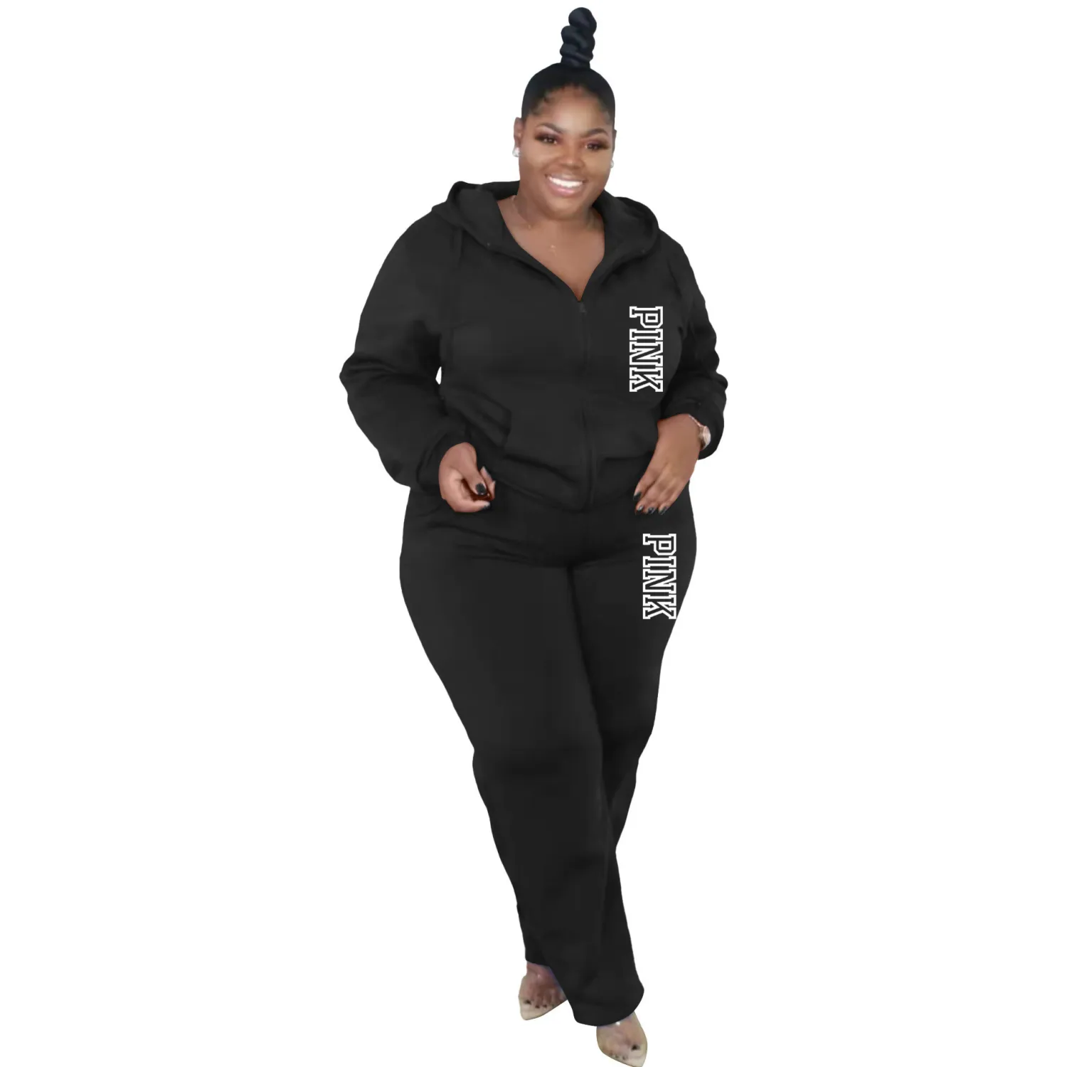 Plus Size Women Casual Solid Hoodies And Pant Two-piece Set 16 Plus Size Women Casual Solid Hoodies And Pant Two-piece Set - Image 14