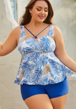 Plus Size Swimsuit Print Two Pieces Square Leg High Waist Swimwear Women -Plus Size Dresses Shop 4971e7be5913242e