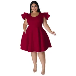 Plus Size Women Ruffles Short Sleeve Dress -Plus Size Dresses Shop 49c002dc4fe1d50c