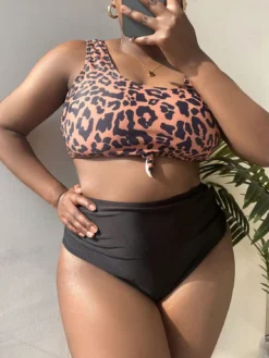 Plus Size High Waist Leopard Sexy Two Pieces Bikini Swimsuit -Plus Size Dresses Shop 49dc699bf189f0db