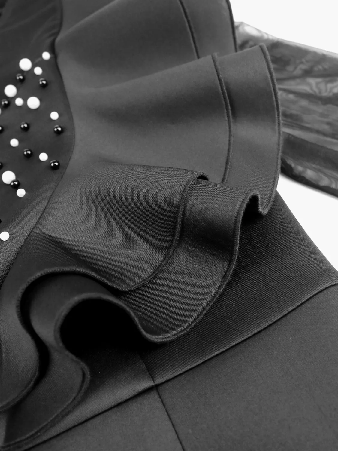 Women See-Through Mesh Beading Ruffle Edge Dress 22 Women See-Through Mesh Beading Ruffle Edge Dress - Image 20