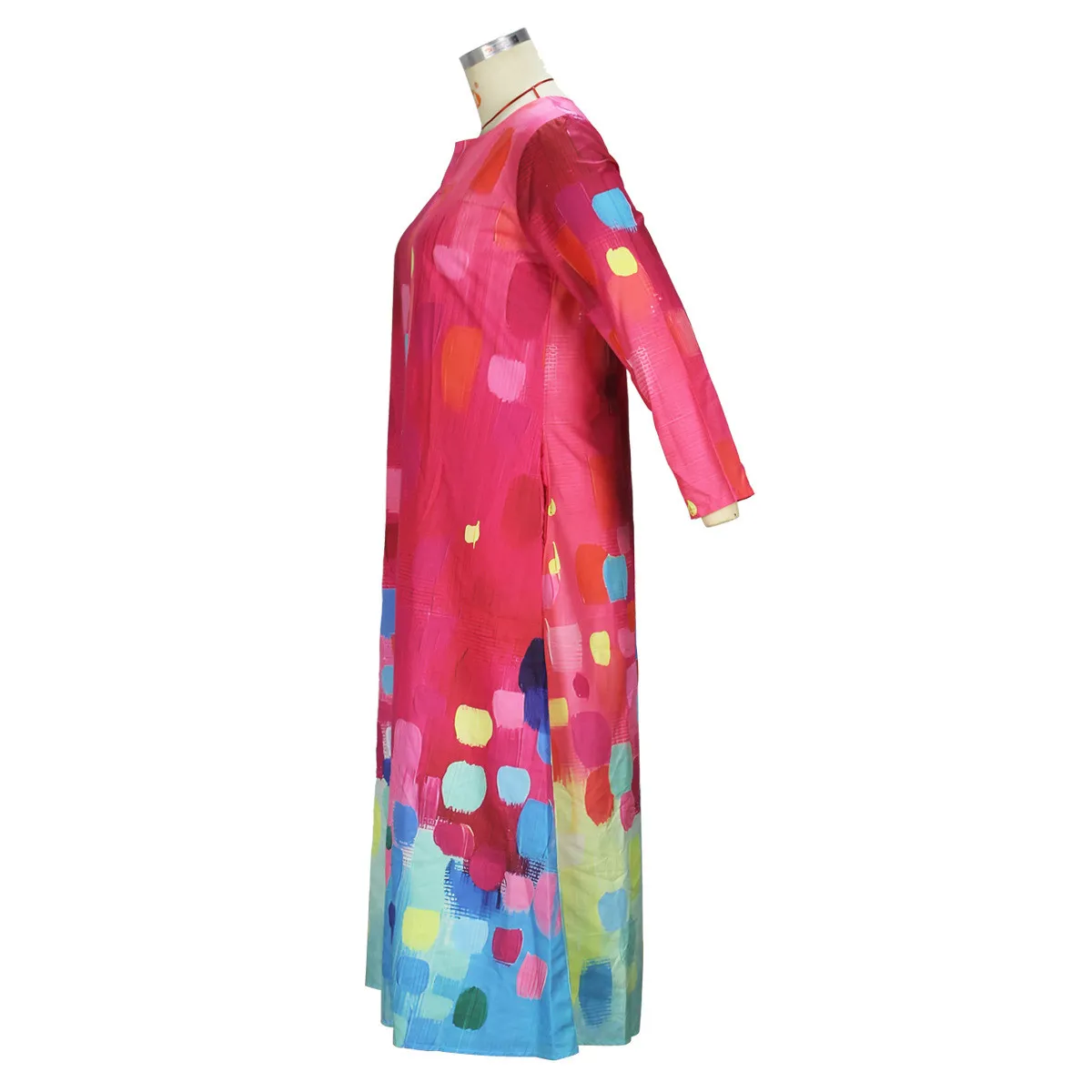 Women's Spring And Autumn Printed Fashion Chic V-Neck Loose Long-Sleeved Dress 8 Women's Spring And Autumn Printed Fashion Chic V-Neck Loose Long-Sleeved Dress - Image 6