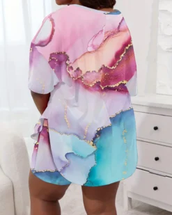 Women's Printed Short-Sleeved T-Shirt Pants Two-Piece Homewear Set -Plus Size Dresses Shop 4bbcdb1b178e3f7e