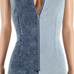 Plus Size Women's Fall Color Block Wash Sexy Denim Jumpsuit -Plus Size Dresses Shop 4c5ef8ee3772961c