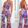 Sexy Print Plus Size Lace Jumpsuit Bell Bottom Pants -Plus Size Dresses Shop 4c763227888eab46