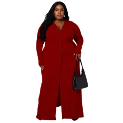 Plus Size Women Long Sleeve Ribbed Slit Dress 31 Plus Size Women Long Sleeve Ribbed Slit Dress -Plus Size Dresses Shop 4c87f9b3ff074773
